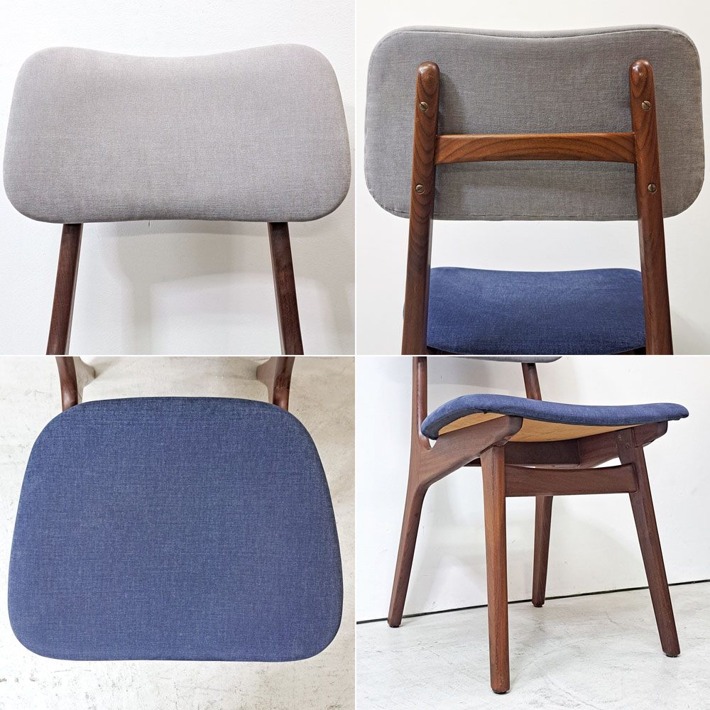 ボルティンゲ・ストールファブリック Boltinge Stolefabrik model.74 ダイニングチェア チーク材 ファブリック デンマーク 北欧ビンテージ ●