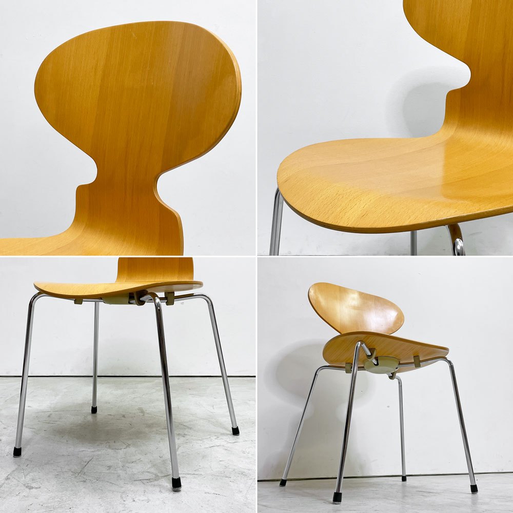 フリッツハンセン Fritz Hansen 3101 アリンコチェア アントチェア 4本脚 ナチュラルビーチ ラッカー仕上げ フェルトグライズ アルネ・ヤコブセン D ●