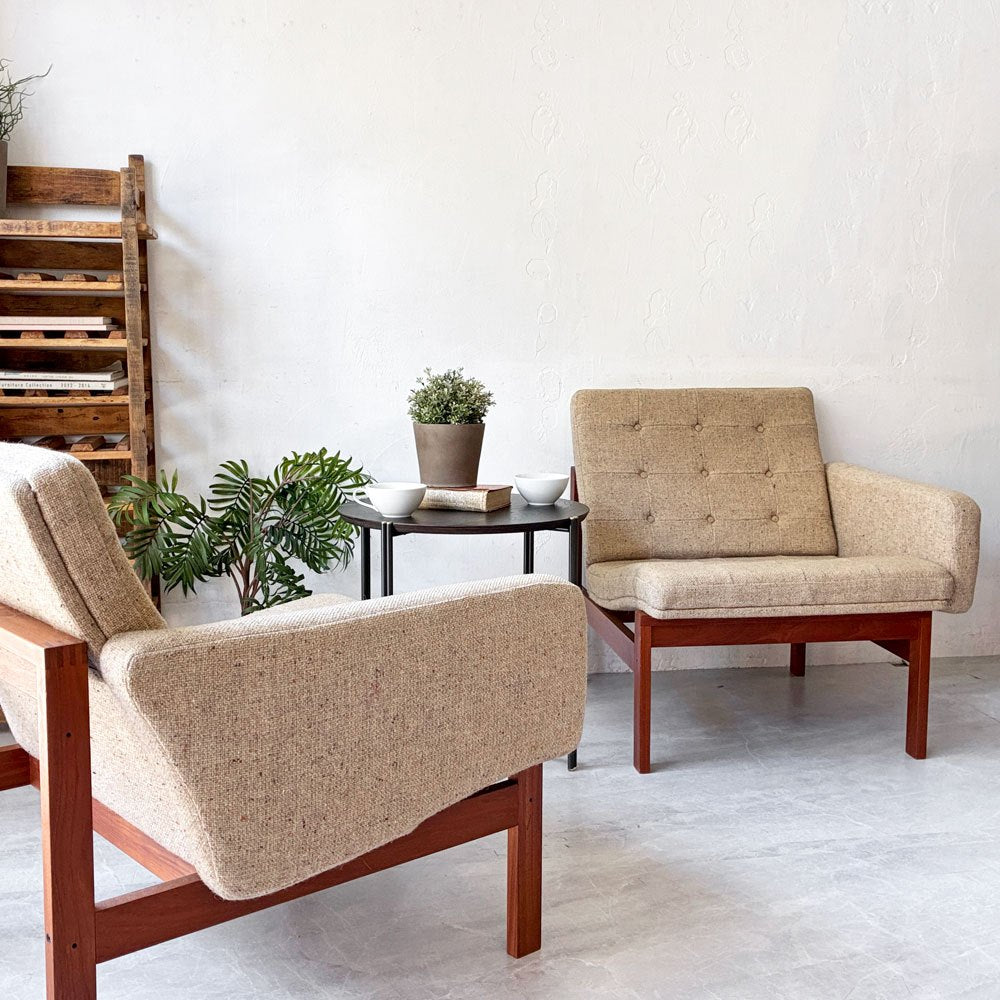 フランス＆サン France & Søn モジュラインソファ Moduline Sofa ラウンジチェア 2Pソファ チーク材 グレーファブリック デンマークビンテージ ★