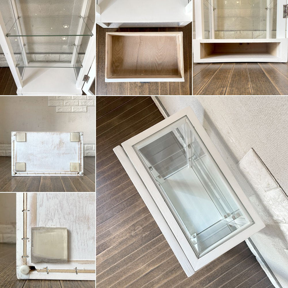 下北沢 アンティークライフ・ジン ANTIQUELIFE ☆ JIN オリジナル ガラスショーケース ディスプレイケース 飾り棚 W40cm ホワイトペイント レトロ ◎