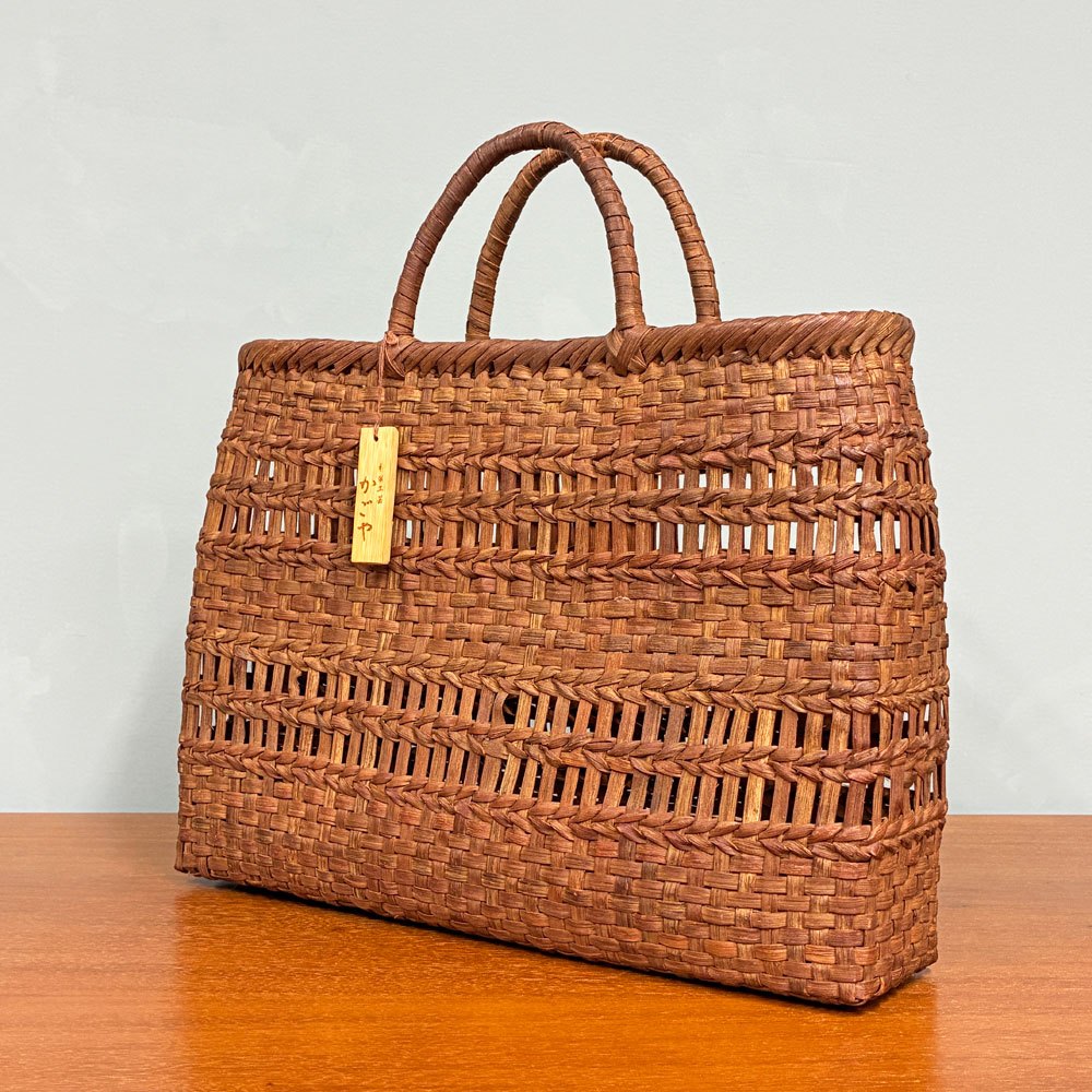 かごや 山葡萄 かごバック トートバック 鞄 バスケット 天然素材 40×42cm ◎