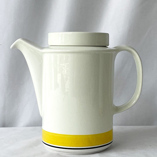 アラビア ARABIA ファエンツァ Faenza イエローライン ティーポット ｈ18cm 北欧食器 ◇