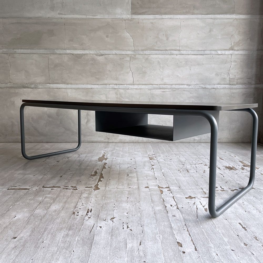 無印良品 MUJI × トーネット THONET スチールパイプ ローテーブル Lサイズ ラック付き ダークグレー ドイツ バウハウス 廃番希少 ♪