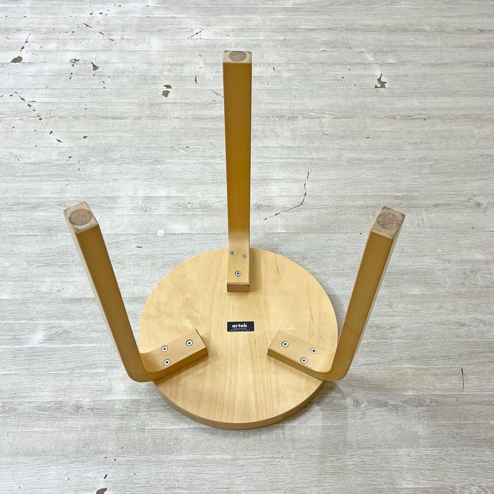 アルテック Artek スツール60 Stool60 バーチ材 ナチュラルラッカー 3本脚 アルヴァ・アアルト フィンランド ●