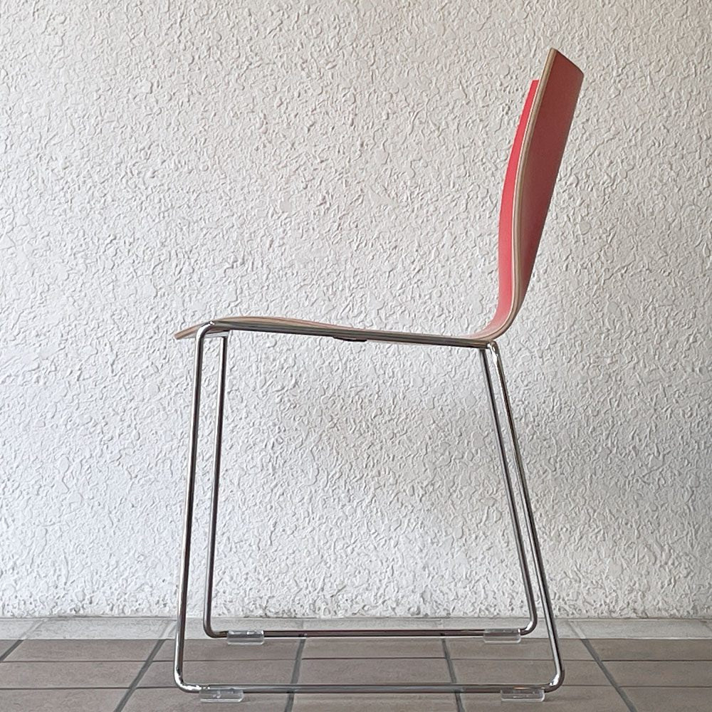 エンゲルブレヒト Engelbrechts チャリック CHAIRIK 107 ダイニングチェア スタッキング そり足 レッド 未使用品 デンマーク B ◇
