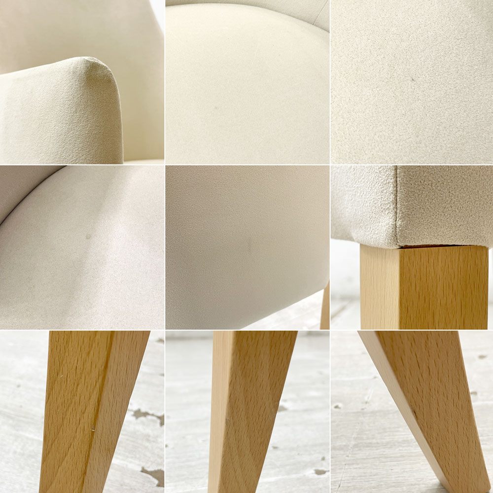 イデー IDEE アミアームチェア AMI ARM CHAIR ダイニングチェア 1pソファ ラムース生地 アイボリー ●