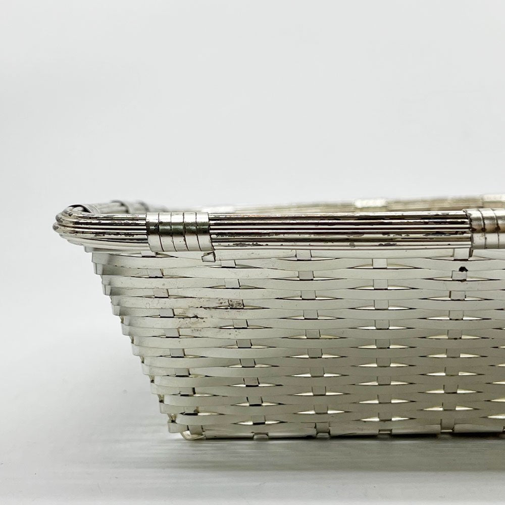 クリストフル CHRISTOFLE コレクション ガリア COLLECTION GALLIA ブレッド バスケット Bread Basket スクエア 編み込み シルバー 銀メッキ W23.5cm フランス B ●