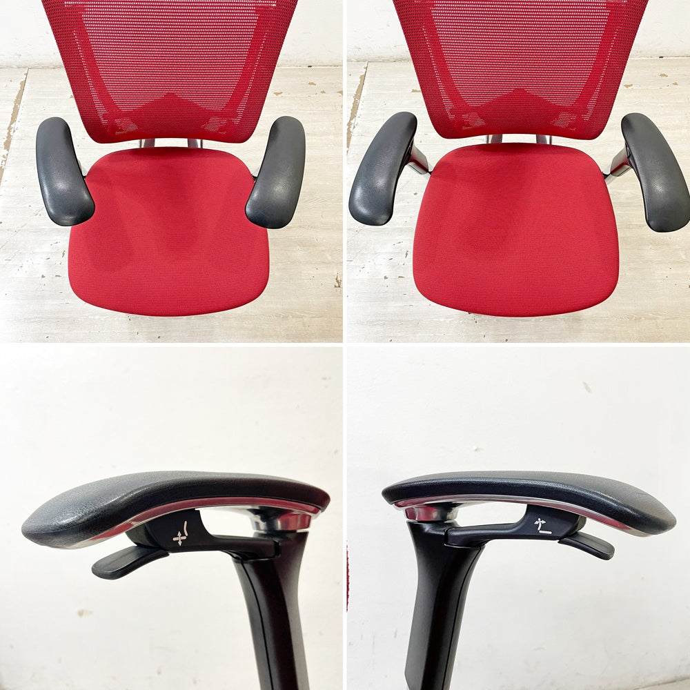 オカムラ okamura コンテッサ Contessa オフィスチェア スタンダードタイプ ランバーサポート付 CM32AB FBF9 可動肘 メッシュ レッド ●