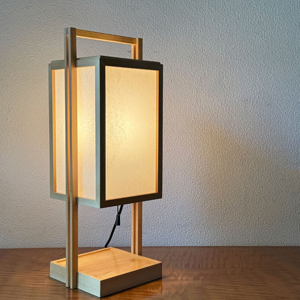 らんぱだ Lampada スタンドライト テーブルランプ 行灯 A520 仁 jin 国産檜材 雲竜紙 ジャパンディスタイル 保管品 箱付き 定価￥29,150- ◇