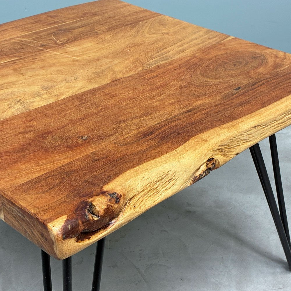 クラフト家具 Craft furniture 無垢材天板 ローテーブル ヘアピンレッグ 耳付き オーダーメイド ◎