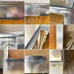パシフィックファニチャーサービス PACIFIC FURNITURE SERVICE P.F.S. アルミナム ALUMINIUM GLASS CASE ガラスケース AL-60 オーク材 スチール脚 W60cm 定価￥121,000 - ◎