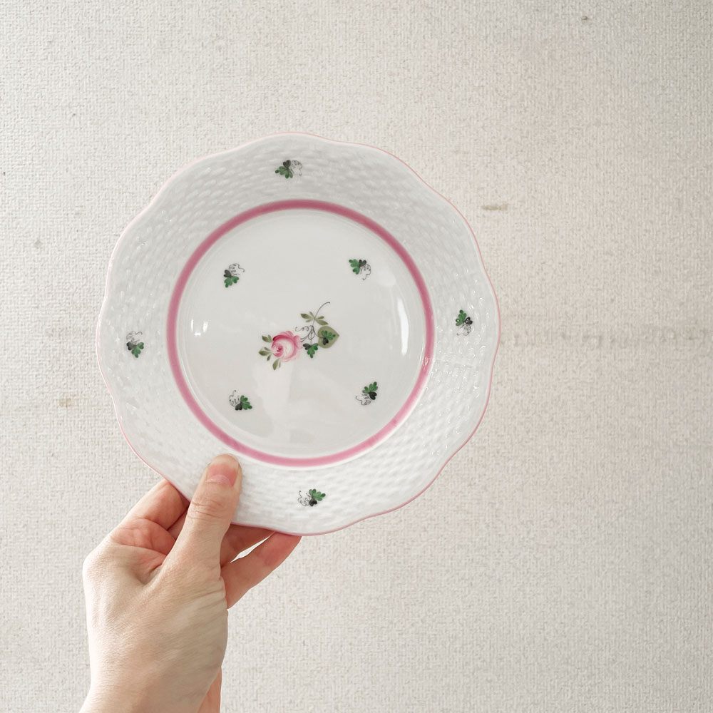 ヘレンド HEREND ウィーンの薔薇 デザートプレート 19cm ピンク 陶器 ハンガリー 定価￥26,400- B ◎