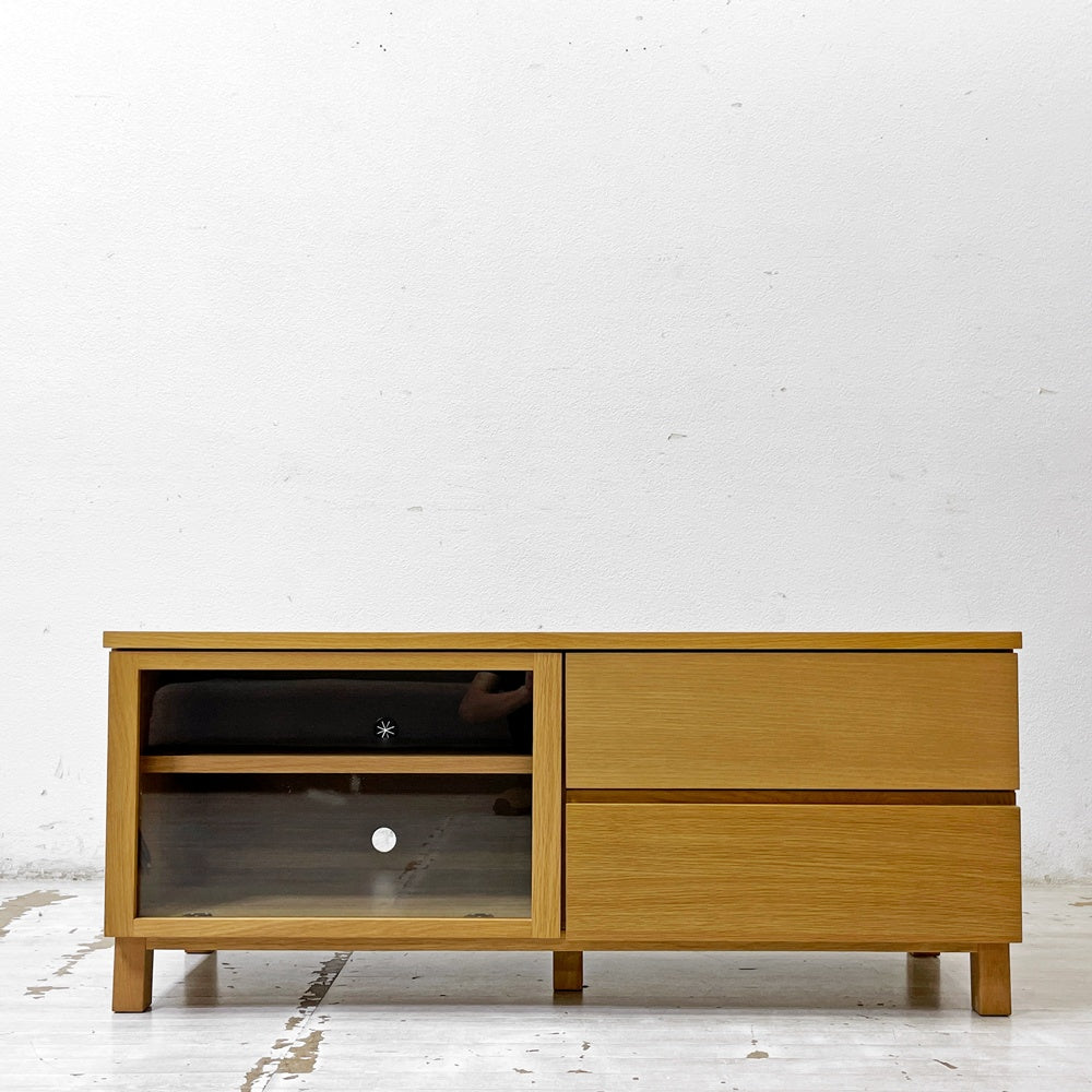無印良品 MUJI AVボード AVラック 引出し付 オーク材 W110cm ナチュラル シンプル ●