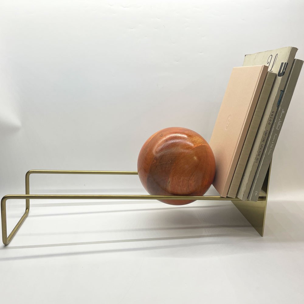 HERE by DETAIL スロープ ブックエンド Slope Bookend レコードスタンド マンゴーウッド ゴールドフレーム 天然木 インテリア ★