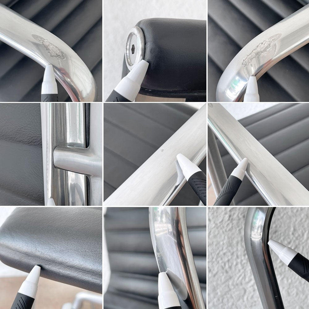 ハーマンミラー Herman Miller イームズアルミナムグループチェア マネージメントチェア アルミバフベース ガス圧昇降仕様 5本脚 キャスタータイプ 本革 イームズ ◇