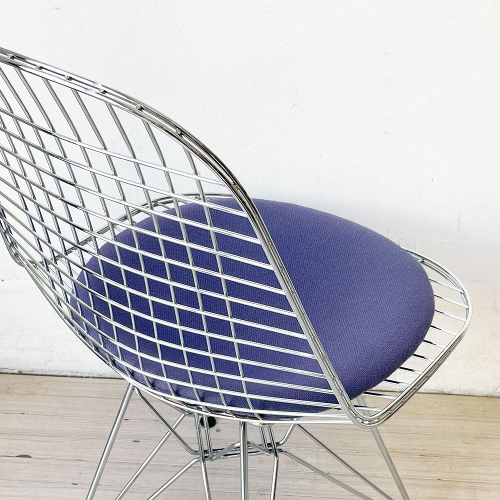 ヴィトラ vitra ワイヤーチェア Eames Wire Chair DKR5 エッフェルベース シートパッド付 ファブリック ブルー系 C&R イームズ ミッドセンチュリー ★