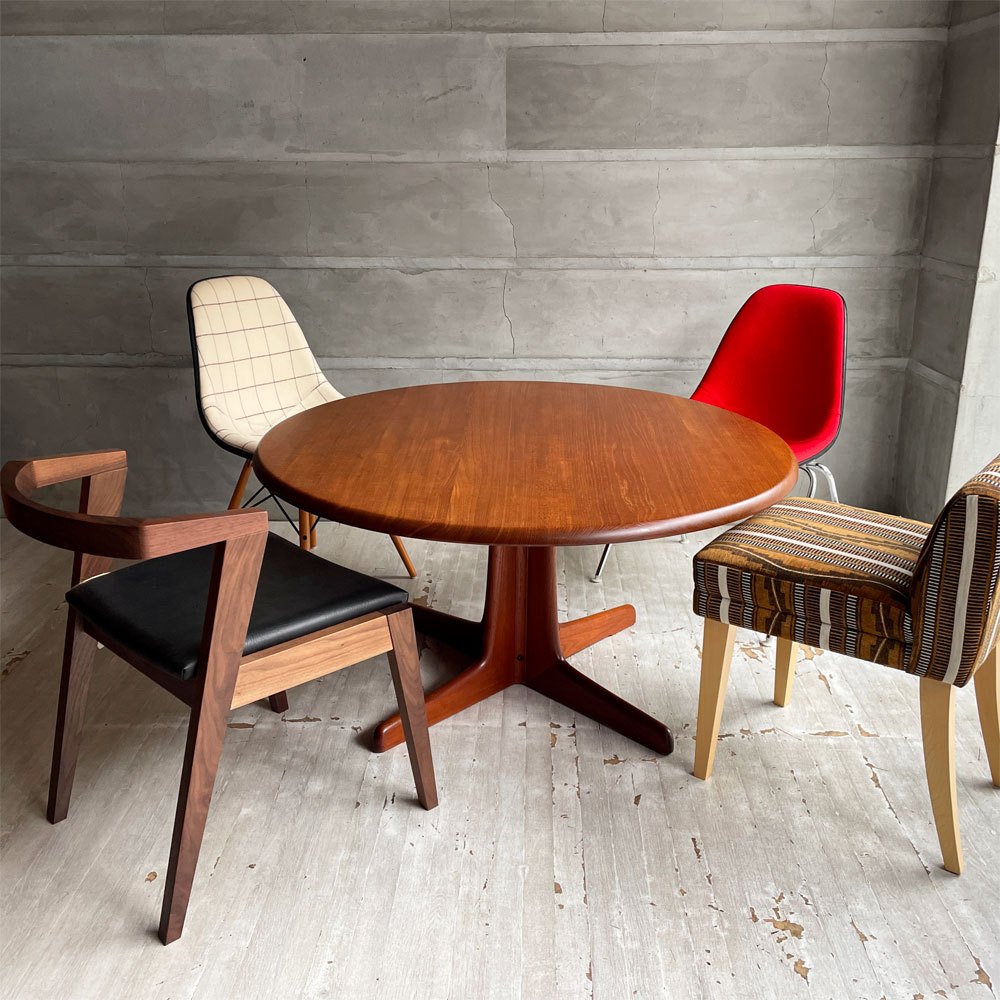 北欧ビンテージ チーク無垢材 ラウンドテーブル カフェテーブル コーヒーテーブル 丸テーブル 北欧家具 Φ110cm× H55cm ♪