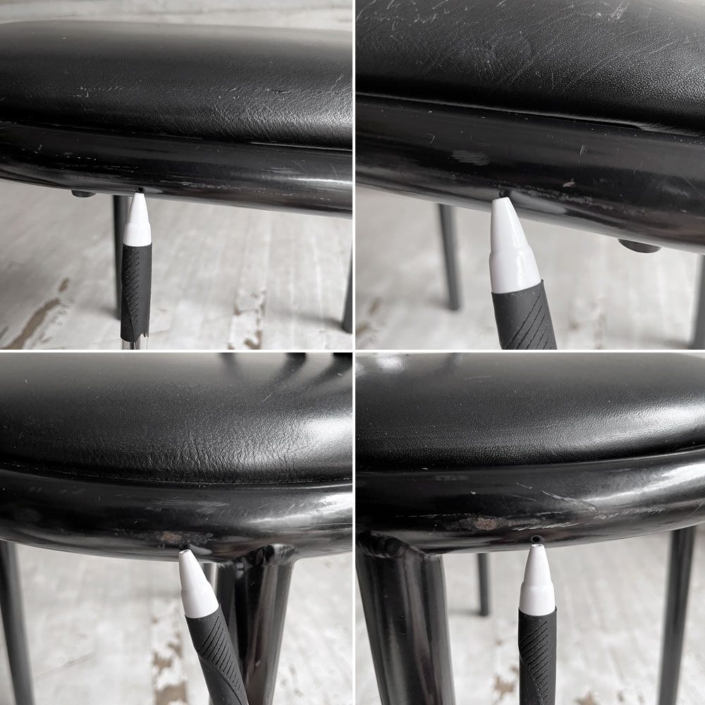 フランスビンテージ French Vintage ステヴァンチェア Stevens Chair モデルC Model C ブラック レザー クッションシート ロベール・マレ＝ステヴァンス 刻印有 A ♪