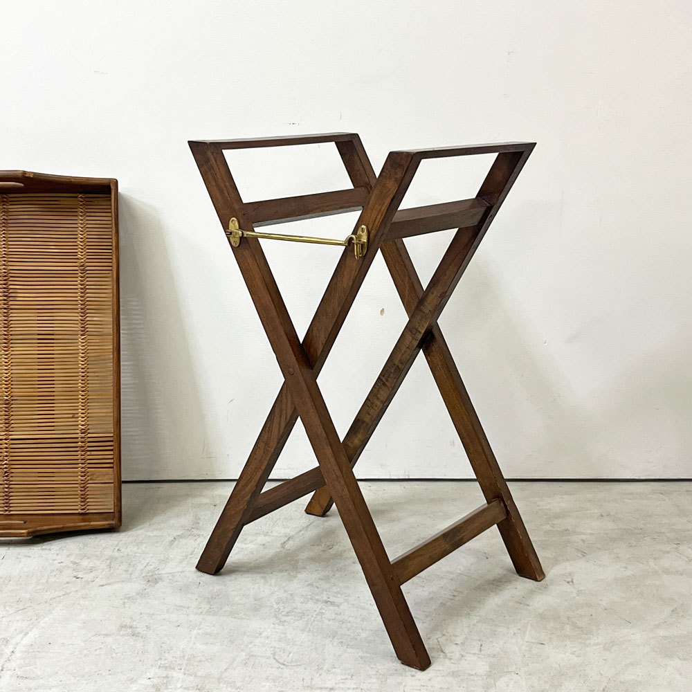 ヒッカドゥワ HIKKADUWA フォールディング トレイテーブル サイドテーブル アジアンチーク無垢材 × バンブー バリ家具 ●