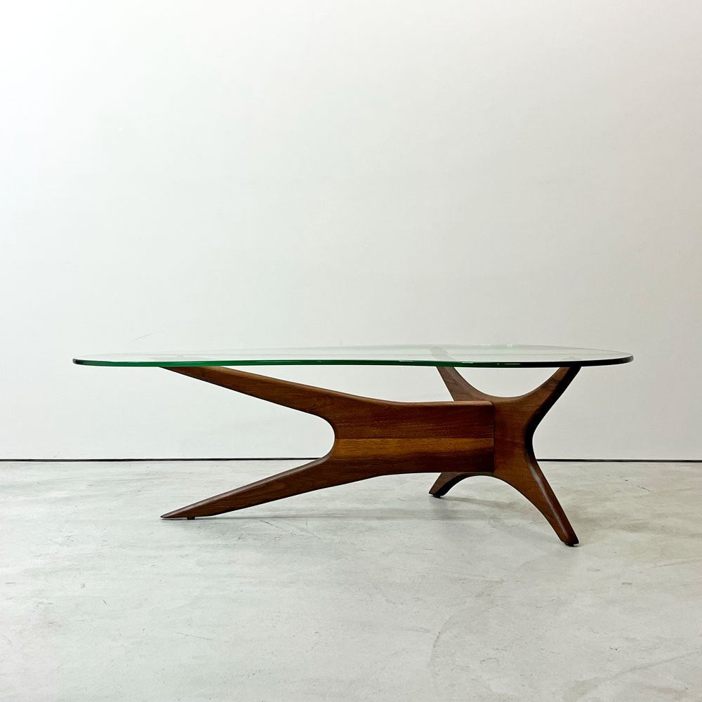 エイドリアン パーサル Adrian Pearsall ガラストップ コーヒーテーブル ウォールナット材 W127cm ミッドセンチュリー ビンテージ ●
