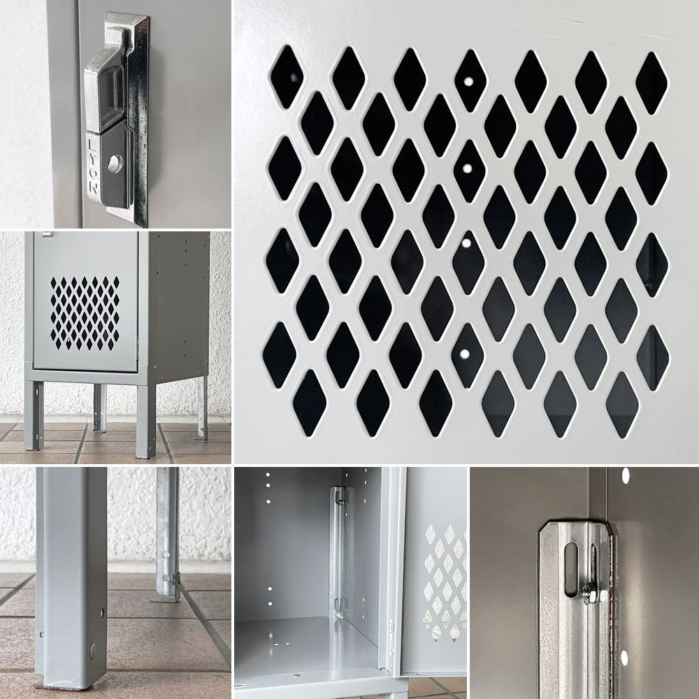 リオン LYON 2段スチールロッカー 2-TIER LOCKER ダイヤカット RECESSED HANDLE グレー dove gray インダストリアル パシフィックファニチャーサービス取扱 ◇