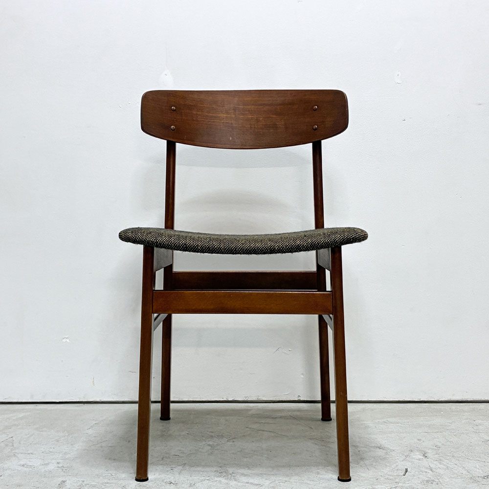 北欧ビンテージ Scandinavian Vintage ダイニングチェア チーク材 ファブリック ブラック系 デンマーク 北欧家具 ●