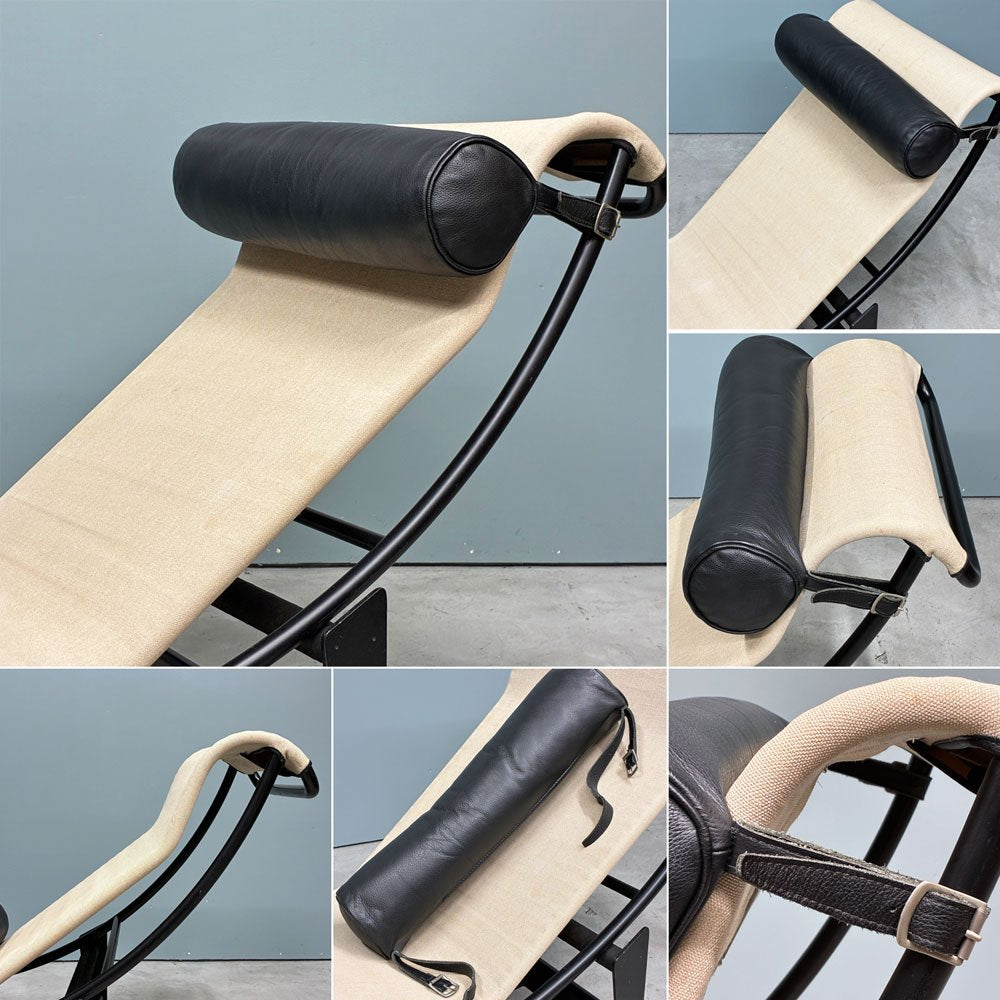 カッシーナ Cassina LC4 シェーズロング 長椅子 キャンバス＋レザークッション 本革 ル・コルビュジエ MoMA 名作椅子 ◎