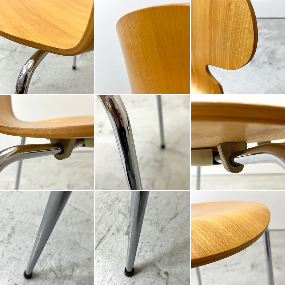 フリッツハンセン Fritz Hansen 3101 アリンコチェア アントチェア 4本脚 ナチュラルビーチ ラッカー仕上げ フェルトグライズ アルネ・ヤコブセン C ●