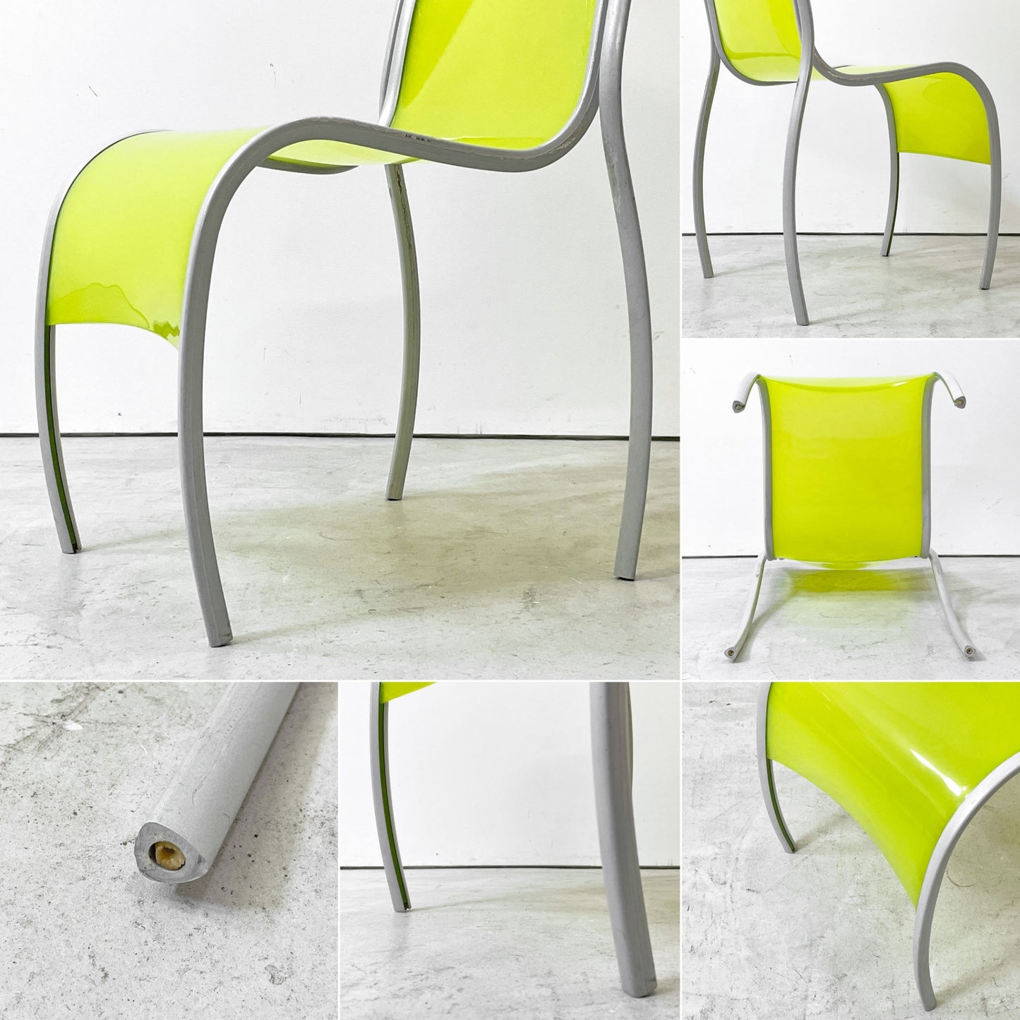 カルテル Kartell FPE chair スタッキングチェア ダイニングチェア アルミ ポリプロピレン グリーン ロンアラッド イタリアモダン 廃番 D ●