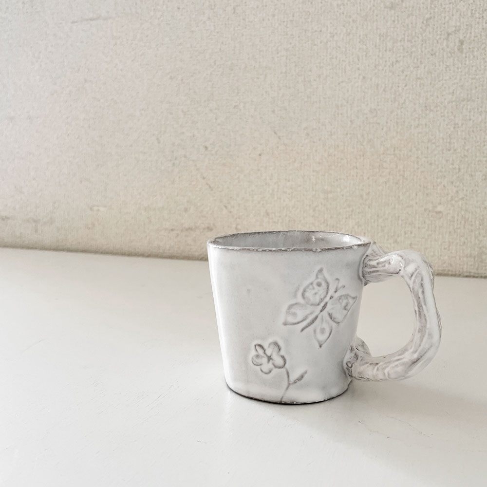 アスティエ・ド・ヴィラット Astier de Villatte フルール Fleurs コーヒーカップ スズラン H7cm ナタリー・レテ フランス 定価￥23,760- ◎