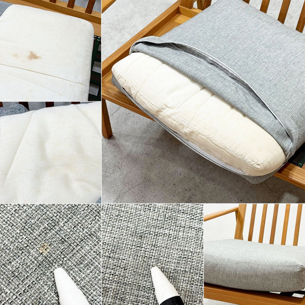 クロロス CHLOROS ケージバック Cage Back 2シーター ソファ チーク材 W131cm グレー系 ファブリック 北欧スタイル 定価￥112,200- ●