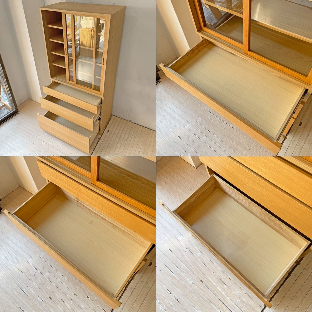 無印良品 MUJI オーク材 カップボード キッチンボード 食器棚 キャビネット 引き戸タイプ ★