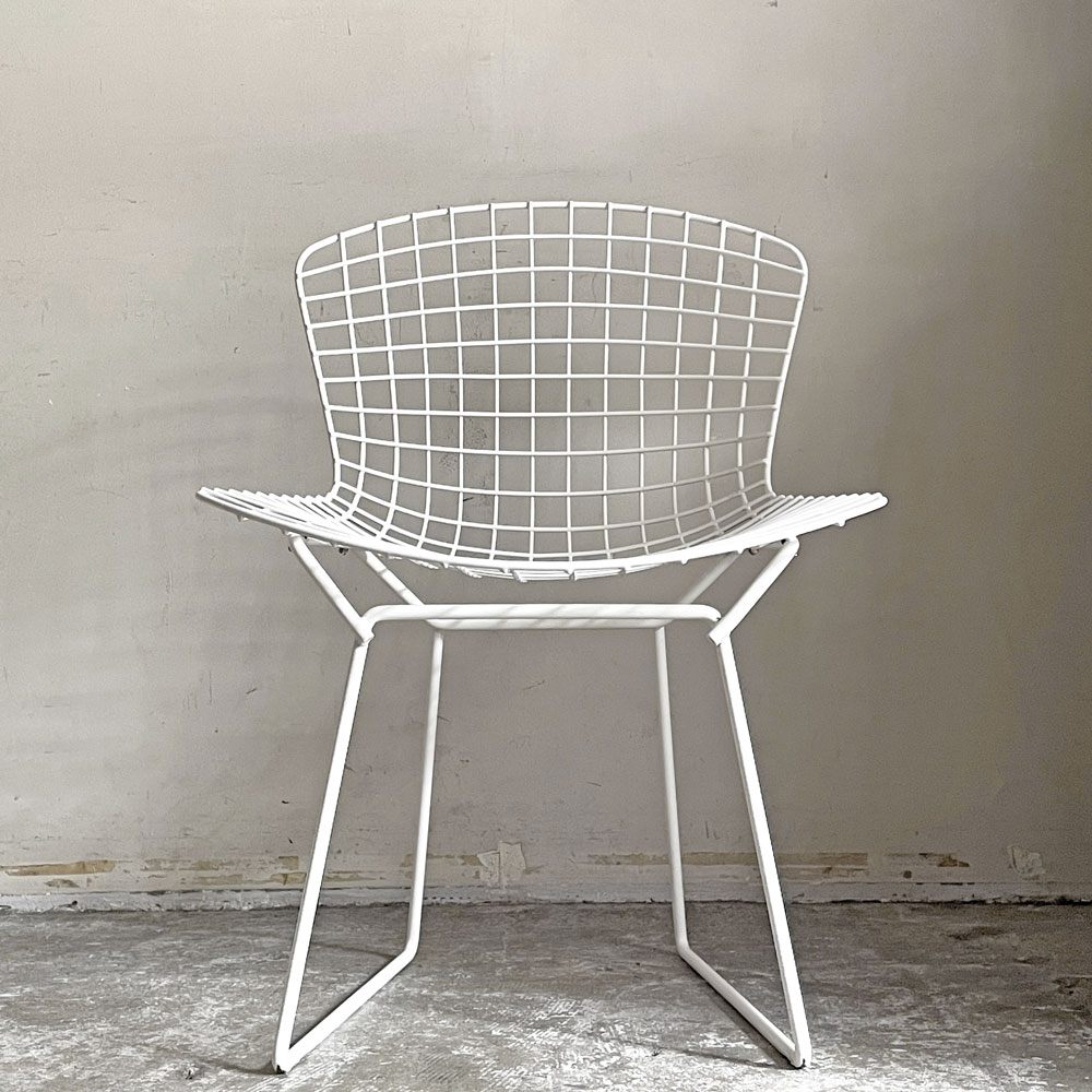 ノル Knoll 420 サイドチェア ワイヤーチェア ダイニングチェア ホワイト × レッド ファブリック フルカバー仕様 ハリー・ベルトイア ミッドセンチュリー ビンテージ ■