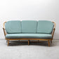 アーコール Ercol No.499 3Pソファ 3シーター キドニーシェイプ シート スカイブルー ファブリック ビーチ材 UKビンテージ 英国家具 ●
