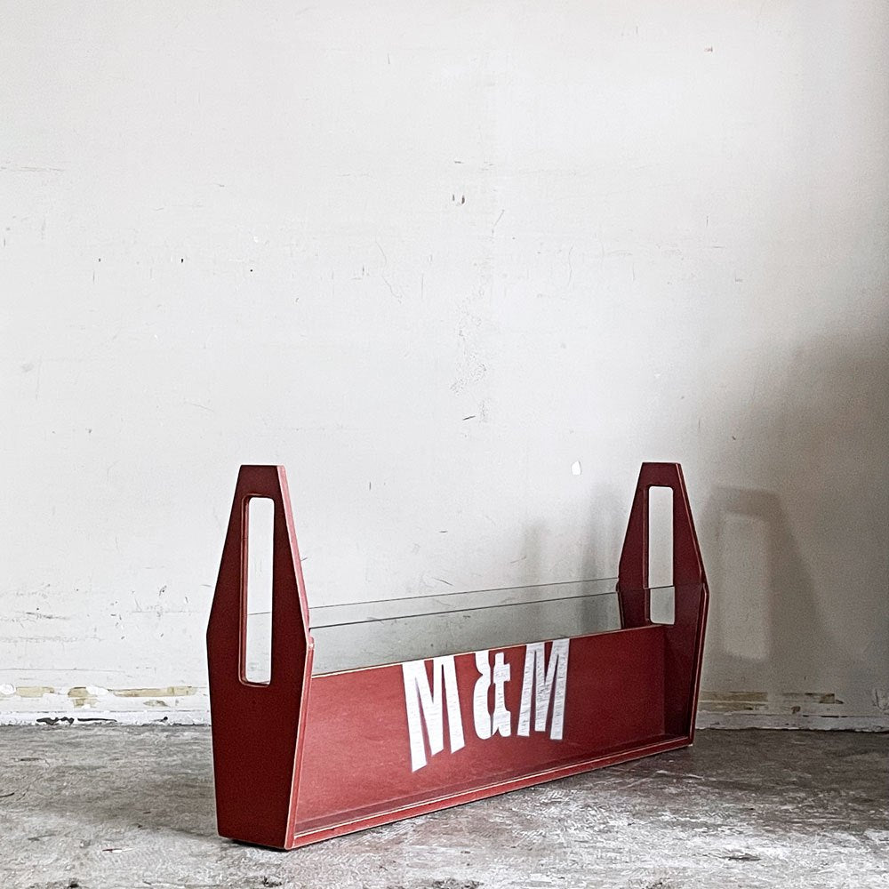 エムアンドエムファニチャー M&M FURNITURE マガジンラック 強化ガラス W85.5cm インダストリアル 店舗什器 廃番 ■