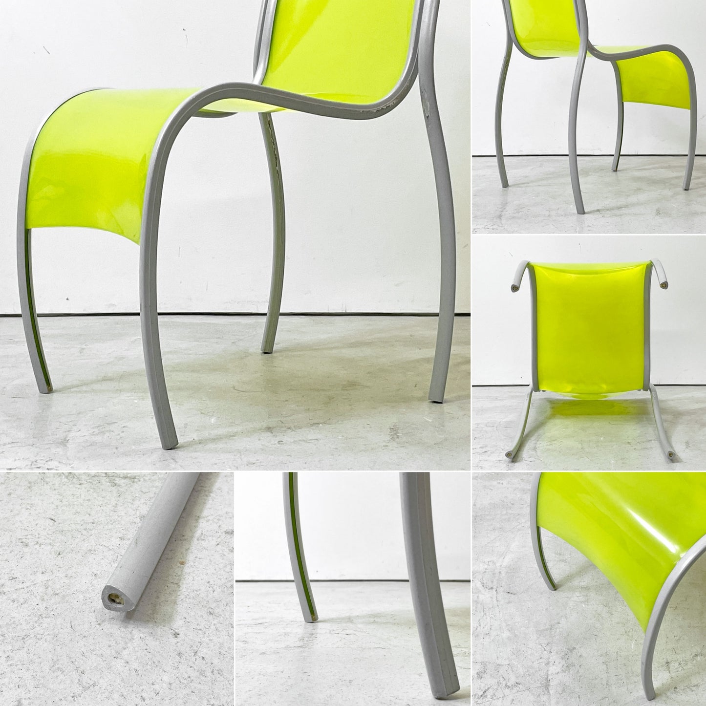 カルテル Kartell FPE chair スタッキングチェア ダイニングチェア アルミ ポリプロピレン グリーン ロンアラッド イタリアモダン 廃番 C ●