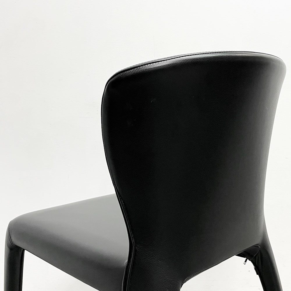 カッシーナ Cassina オラ 369 HOLA アームレスチェア ダイニングチェア 本革 ブラックレザー ハンス・ウェッツスタイン イタリア 定価￥418,000- A ●
