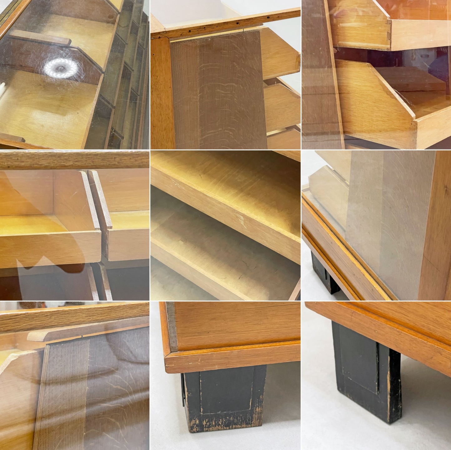UKビンテージ UK Vintage シャツキャビネット ショーケース オーク材 16ドロワーズ W180cm 店舗什器 英国家具 アンティーク ●