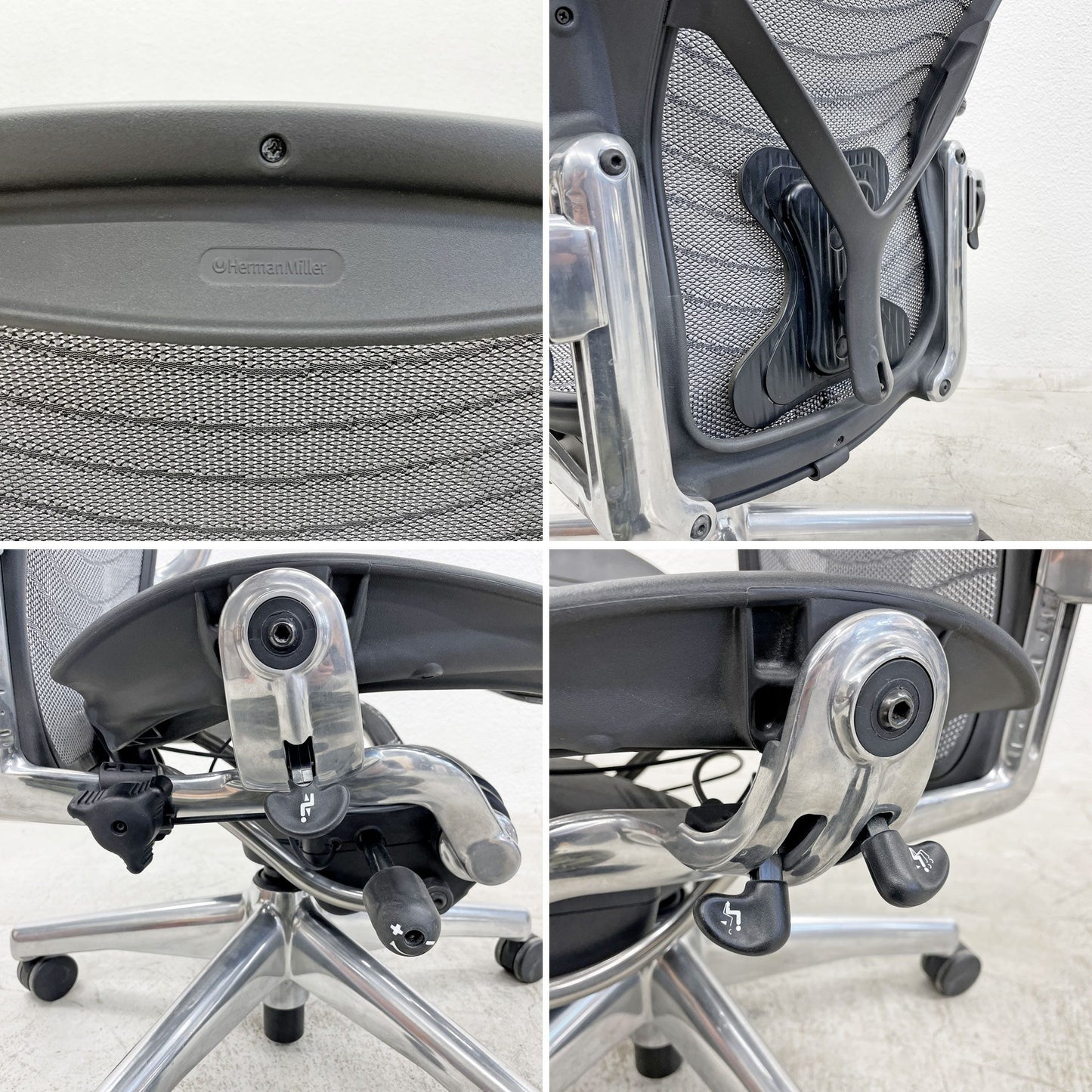 ハーマンミラー Herman Miller アーロンチェア デスクチェア Bサイズ ポスチャーフィット ウェイブ ポリッシュドアルミベース ビル・スタンフ ＆ ドン・チャドウィック 〓
