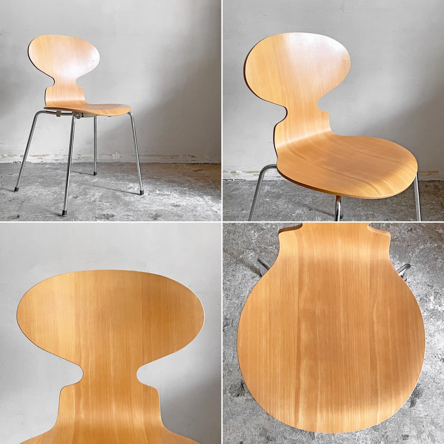 フリッツハンセン Fritz Hansen 3101 アリンコチェア アントチェア 4本脚 ナチュラルビーチ ラッカー仕上げ フェルトグライズ アルネ・ヤコブセン A ■