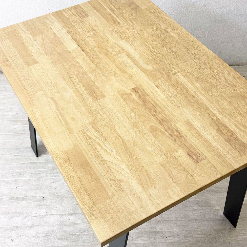 かなでもの KANADEMONO ザ・テーブル THE TABLE ダイニングテーブル デスク ラバーウッド無垢集成材 スチール W100cm ナチュラル インダストリアル ●