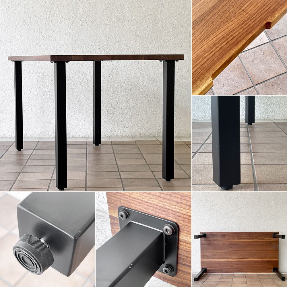 かなでもの KANADEMONO ザ・テーブル THE TABLE デスク W140xD74.5cm ウォールナット スクエアバー脚 配線孔オプション スリット ◇