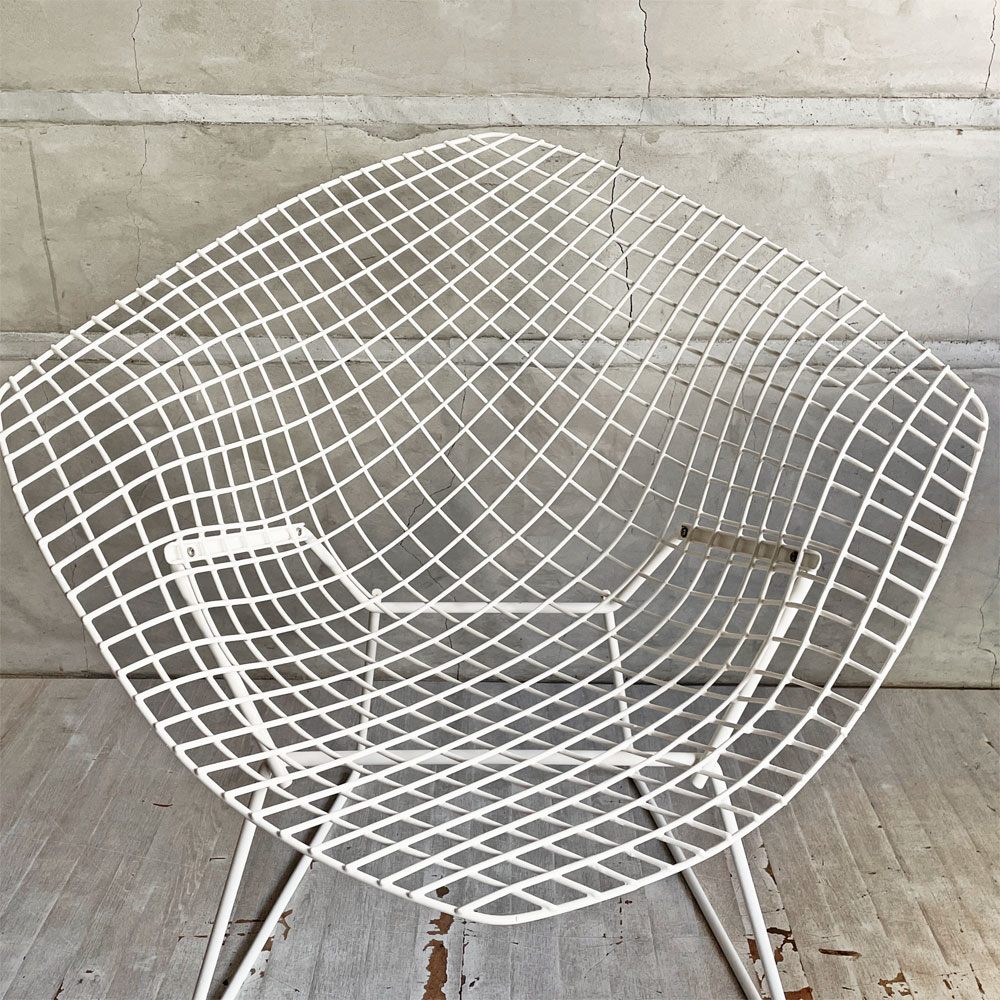 ノル Knoll ビンテージ ダイヤモンドチェア Diamond Chair ハリー・ベルトイア Harry Bertoia ホワイトフレーム ミッドセンチュリー ♪