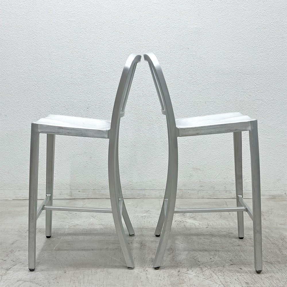 ネイビーバースツール Navy BarStool カウンターチェア リプロダクト アルミニウム 二脚セット H100cm 〓