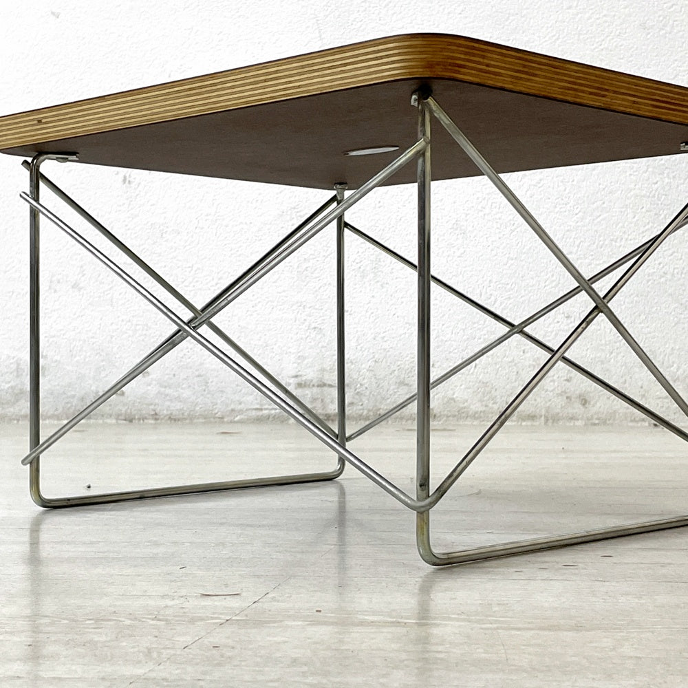 ハーマンミラー Herman Miller LTRT ワイヤーベース ローテーブル メラミントップ バーチ材 C&R イームズ ブラック お膳 W39.5cm ミッドセンチュリー ●