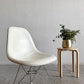 ハーマンミラー Herman Miller サイドシェルチェア FRP製 3rdビンテージ パーチメントシェル PVCレザー ホワイト系 エッフェルベース ロータイプ C&R イームズ ミッドセンチュリー 〓