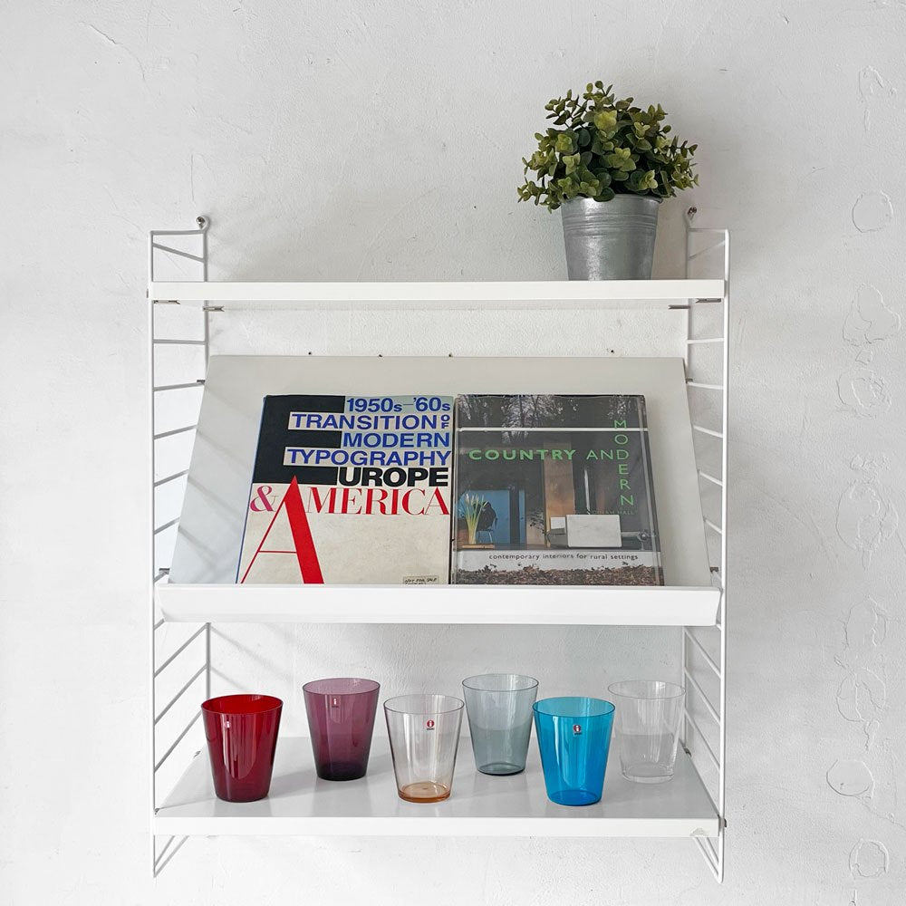 ストリングファニチャー String Furniture ストリングシステム ウォールシェルフ シェルフ 棚板2枚 マガジンシェルフ1枚 スウェーデン 収納家具 ★