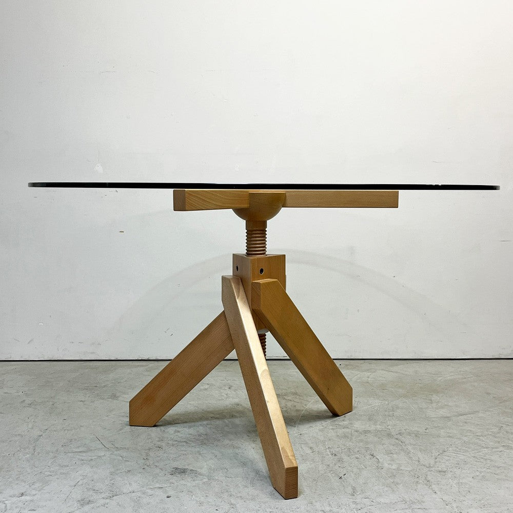デパドヴァ DePadova ヴィドゥン VIDUN ラウンドダイニングテーブル Φ130cm ガラス天板 ビーチ材 回転昇降式  モダン 参考定価￥￥803,000～ ●