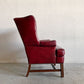 ポッタリーバーン Pottery Barn ウイングバックソファ 1人掛け ラウンジチェア 本革 ワインレッド USビンテージ 〓