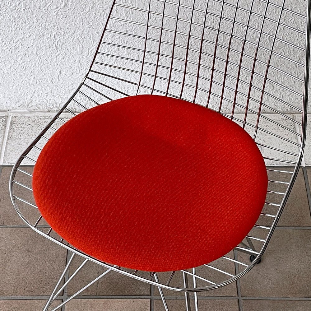 ヴィトラ vitra ワイヤーチェア Eames Wire Chair DKR5 エッフェルベース クローム シートパッド付 レッド C&R イームズ ミッドセンチュリー ◇